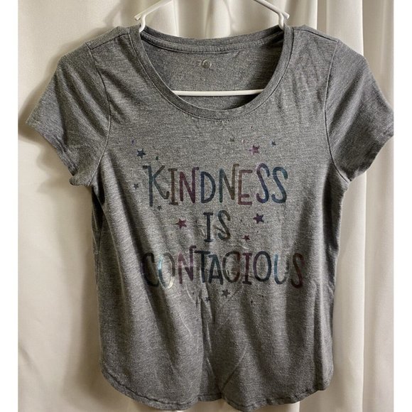 SO Gray "Kindness Is Contagious” Short Sleeve Top - Size 14 - Picture 1 of 3
